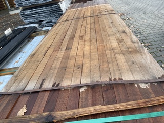 Ca. 70x Angelim Pedra palen fijnbezaagd, 52x52mm, lengte 2/335cm, 68/3